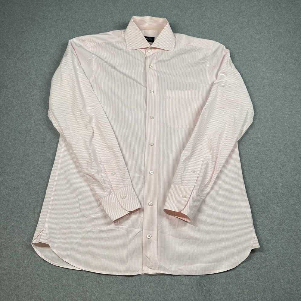 Mason & Sons London Thomas Mason Pink Stripe 15 34/35 Luxury Dress Shirt Cotton